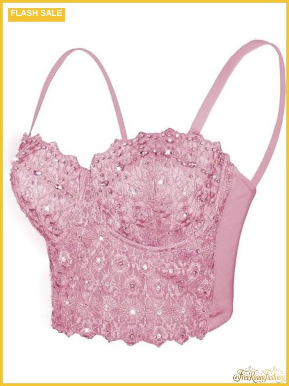 Rhinestone Corset Top Sequin Bustier Crop Spaghetti Strap Push Up Party